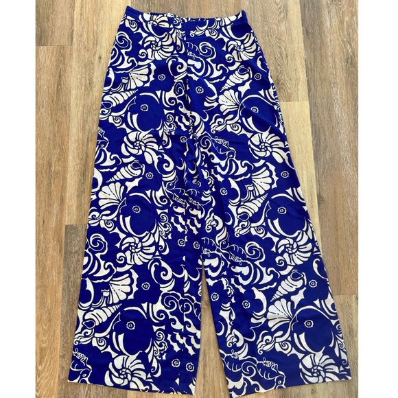 Lilly Pulitzer Blue White Shell Print Pants M - Picture 3 of 10